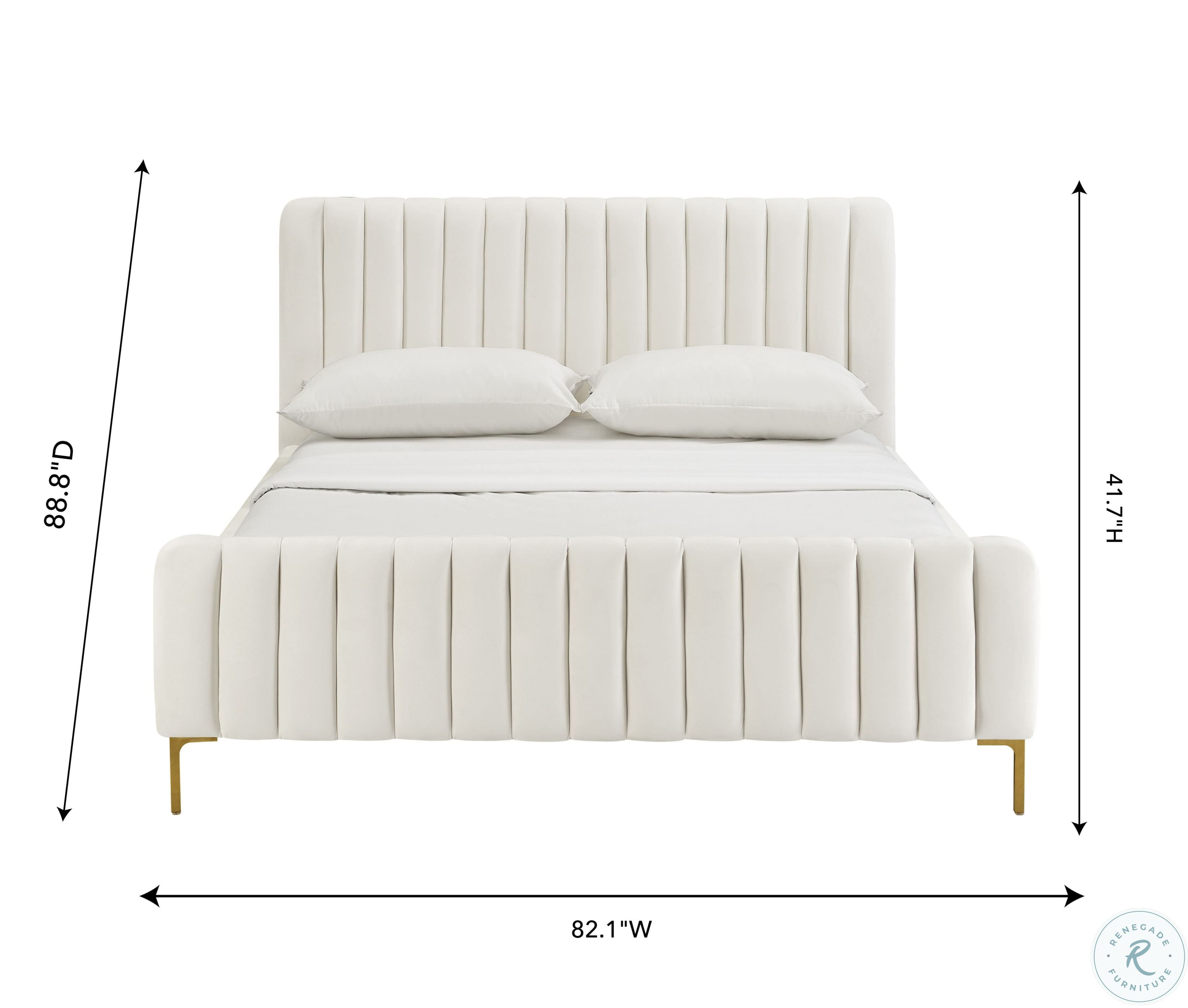 Angela Cream Upholstered Panel Bed- King thumbnail 2