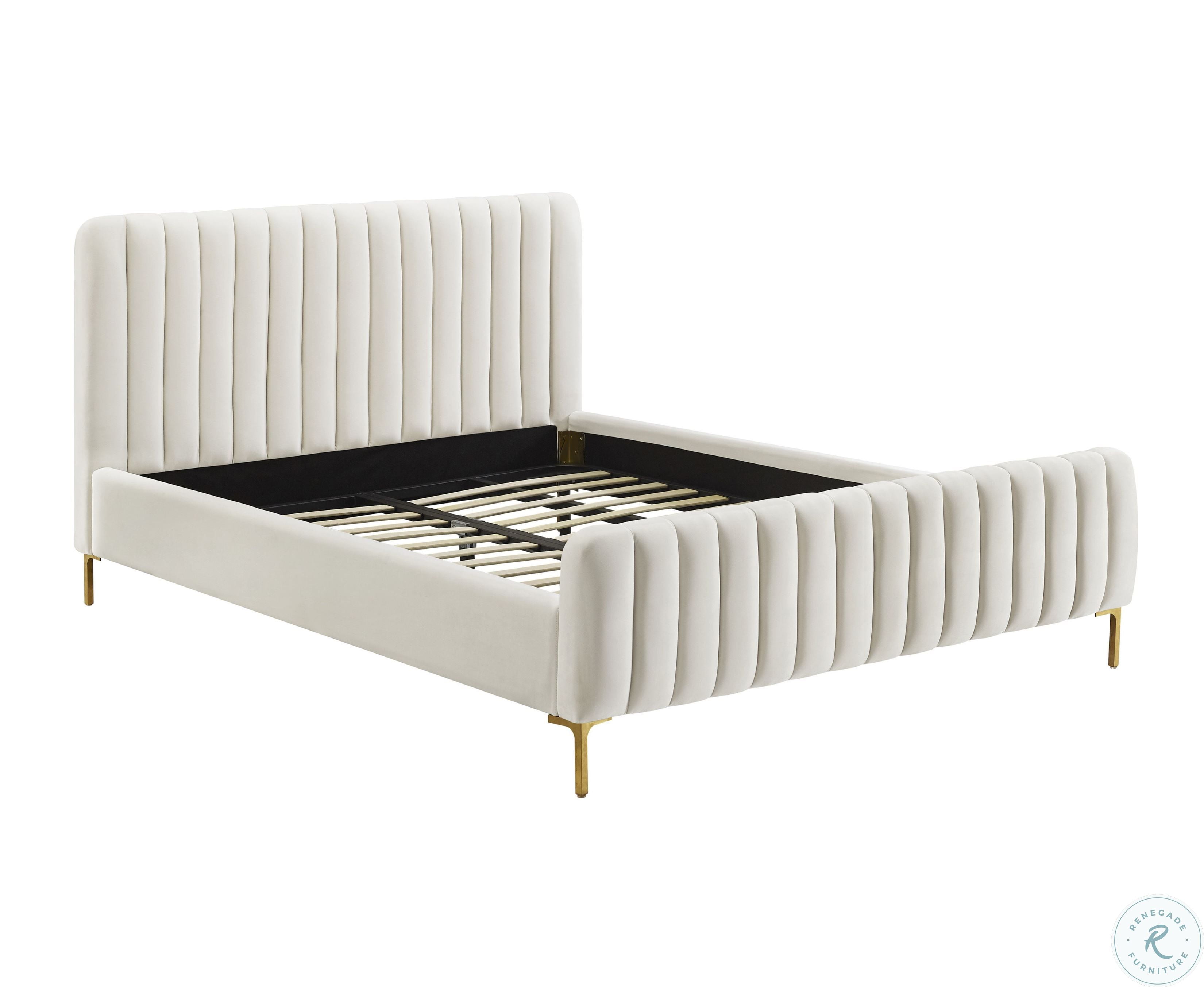 Angela Cream Upholstered Panel Bed- King thumbnail 3