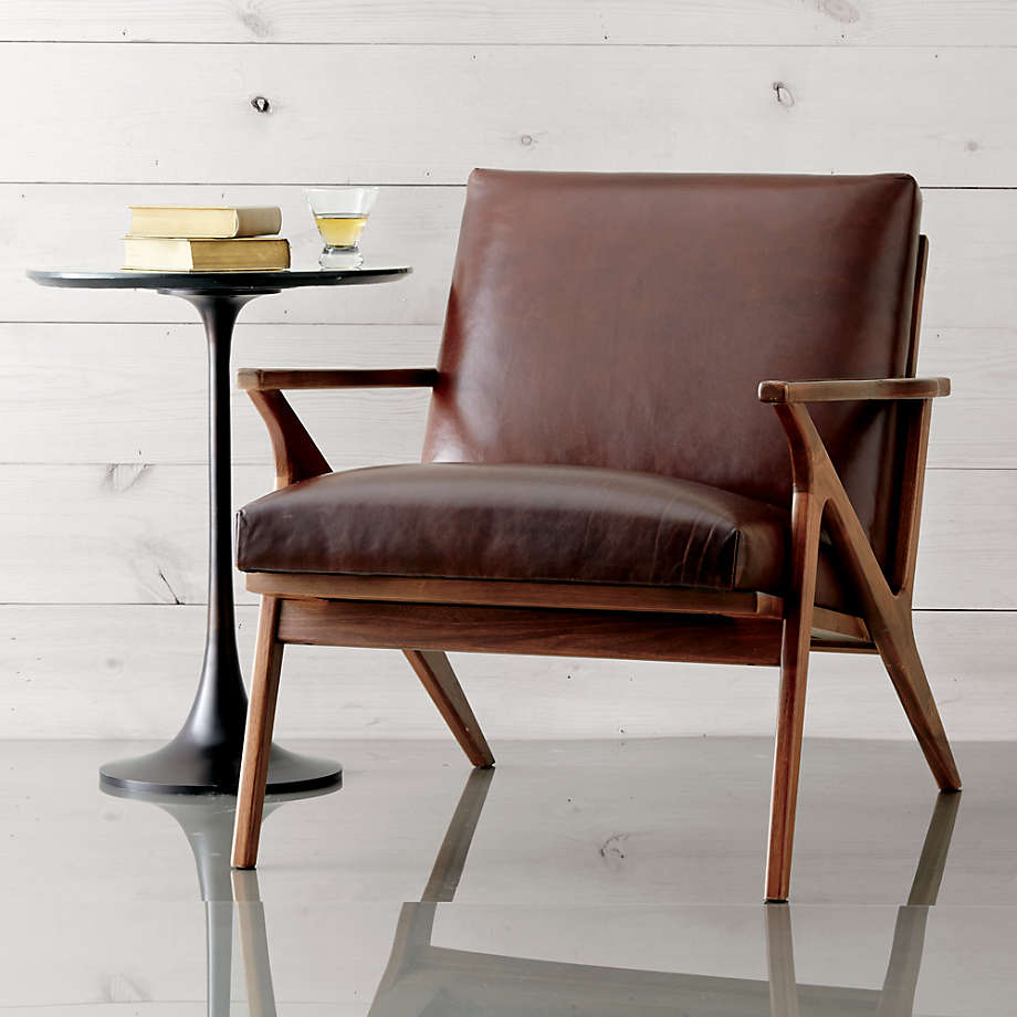 Cavett Leather Wood Frame Chair thumbnail 3
