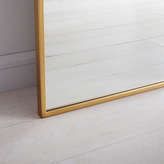 Metal Frame Arched 74" Floor Mirror, Antique Brass thumbnail 2