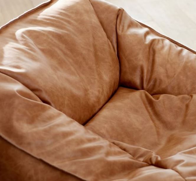 Faux Leather Caramel Modern Bean Bag Lounger thumbnail 3