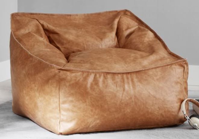 Faux Leather Caramel Modern Bean Bag Lounger thumbnail 4