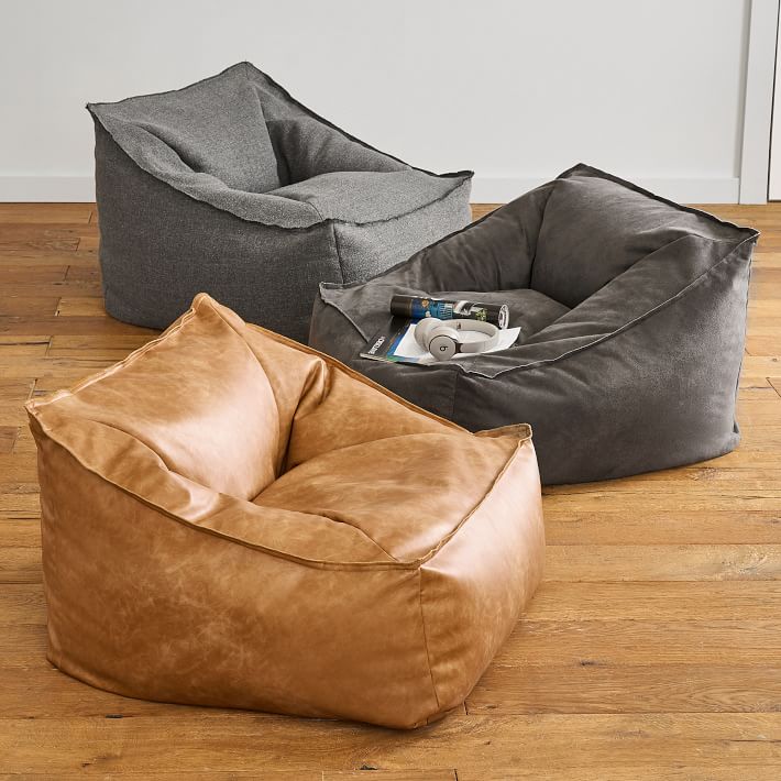 Faux Leather Caramel Modern Bean Bag Lounger thumbnail 5