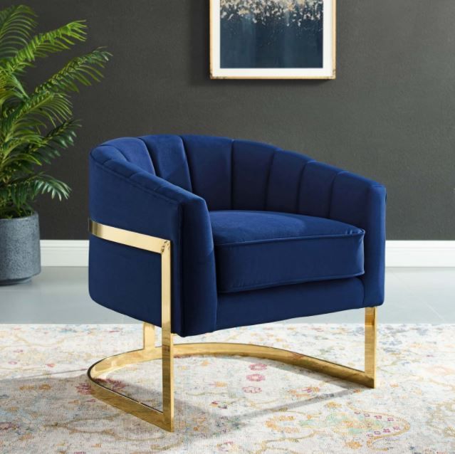 Esteem Vertical Channel Tufted Performance Velvet Accent Armchair thumbnail 5