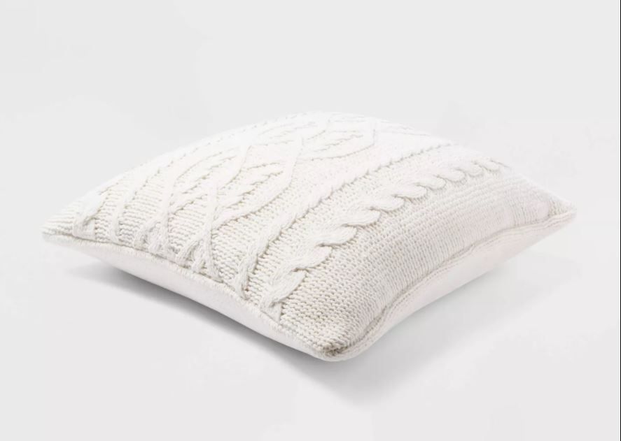 Cable Knit Chenille Throw Pillow With Insert-24"x24" thumbnail 2