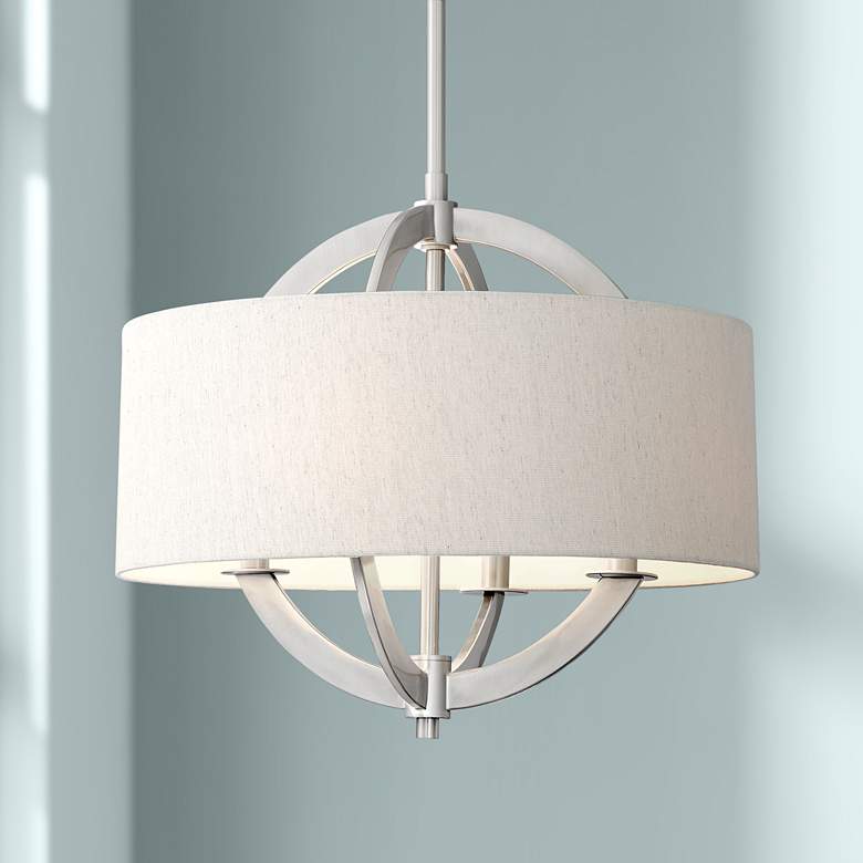 Possini Euro Saturna 21 Wide Brushed Nickel Pendant Light thumbnail 3