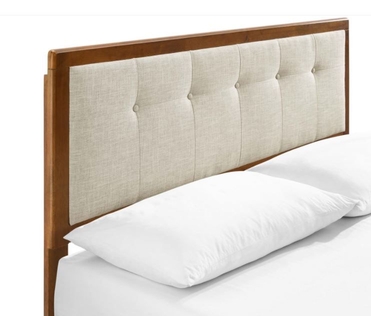 Wiley Beige and Walnut Platform Bed Frame King Walnut  thumbnail 2