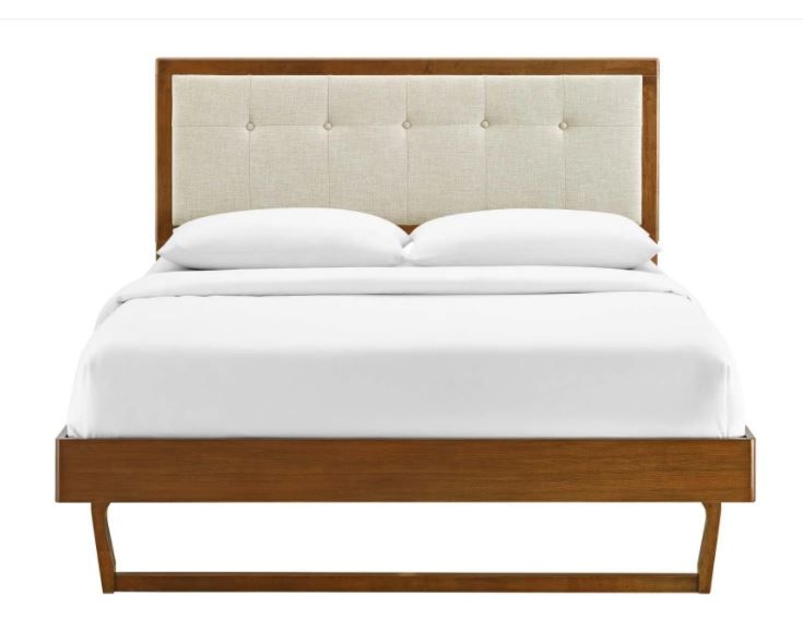 Wiley Beige and Walnut Platform Bed Frame King Walnut  thumbnail 3