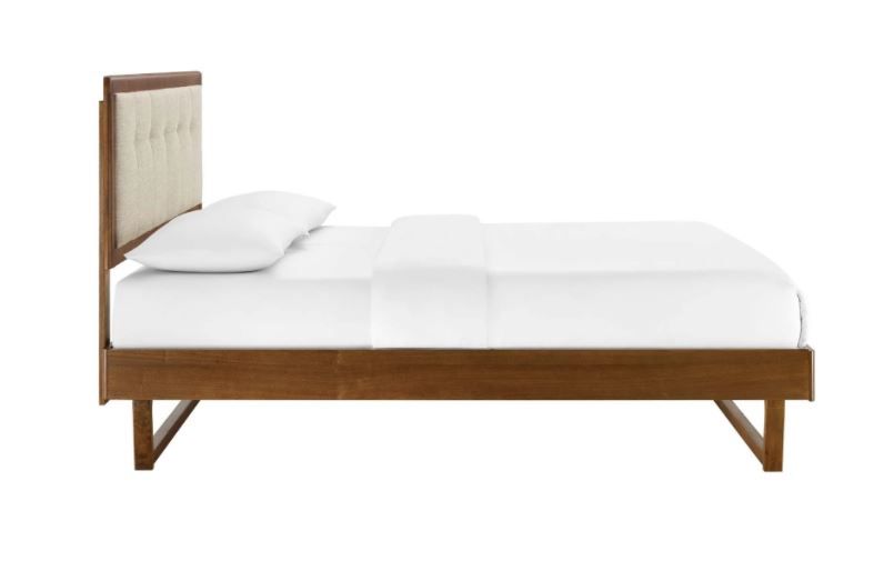 Wiley Beige and Walnut Platform Bed Frame King Walnut  thumbnail 4