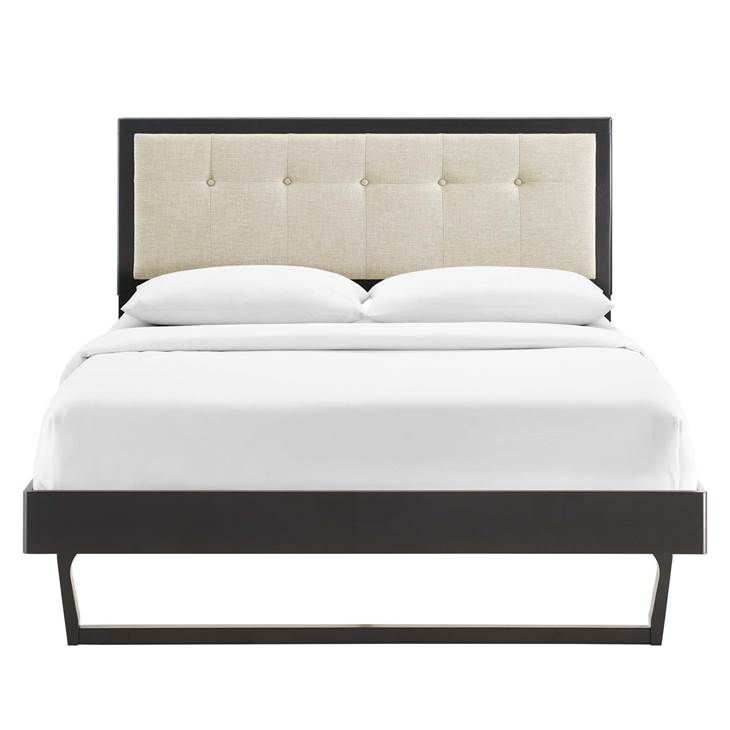 Wiley Wood Platform Bed With Angular Frame Queen Black thumbnail 2