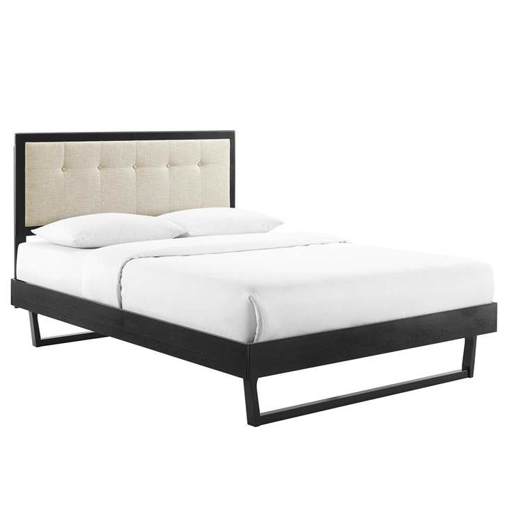 Wiley Wood Platform Bed With Angular Frame Queen Black thumbnail 3