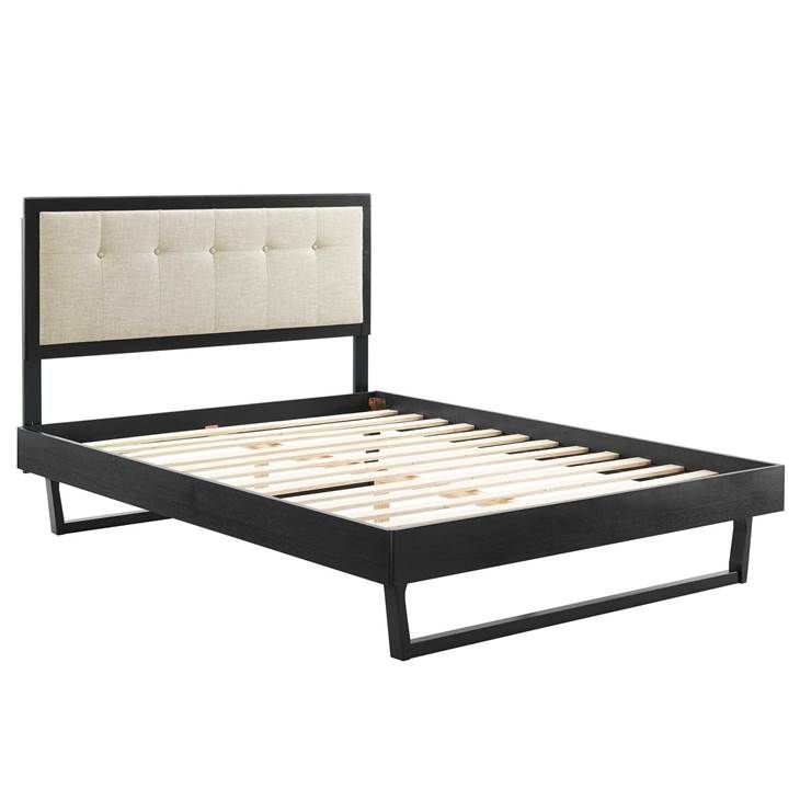 Wiley Wood Platform Bed With Angular Frame Queen Black thumbnail 4