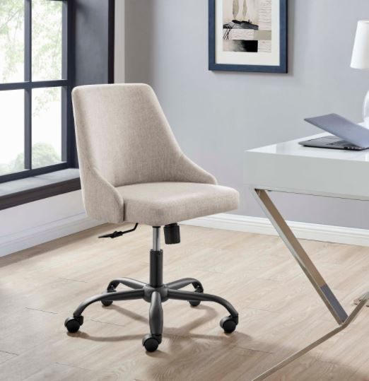 Nate Swivel Upholstered Office Chair - Beige thumbnail 5