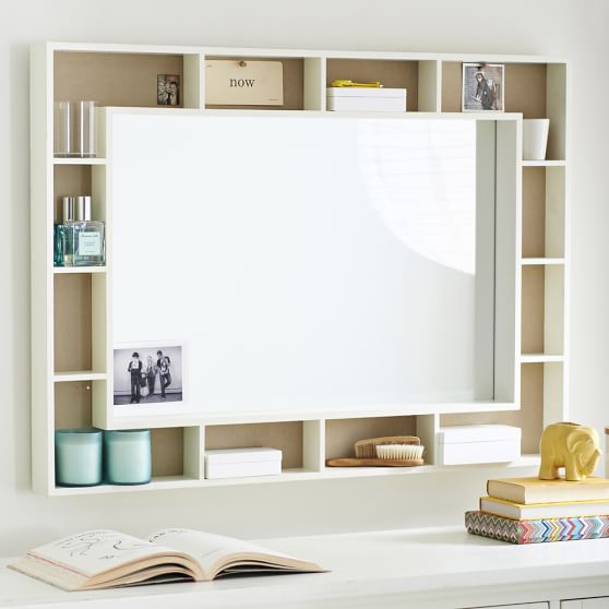 Pinboard Display Shelf Framed Mirror Simply White thumbnail 2