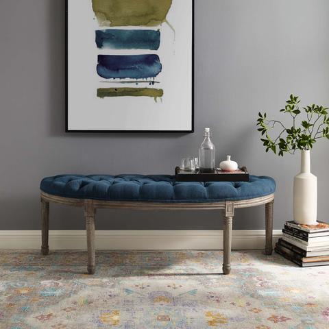 Esme Vintage Upholstered Fabric Bench - Navy thumbnail 6