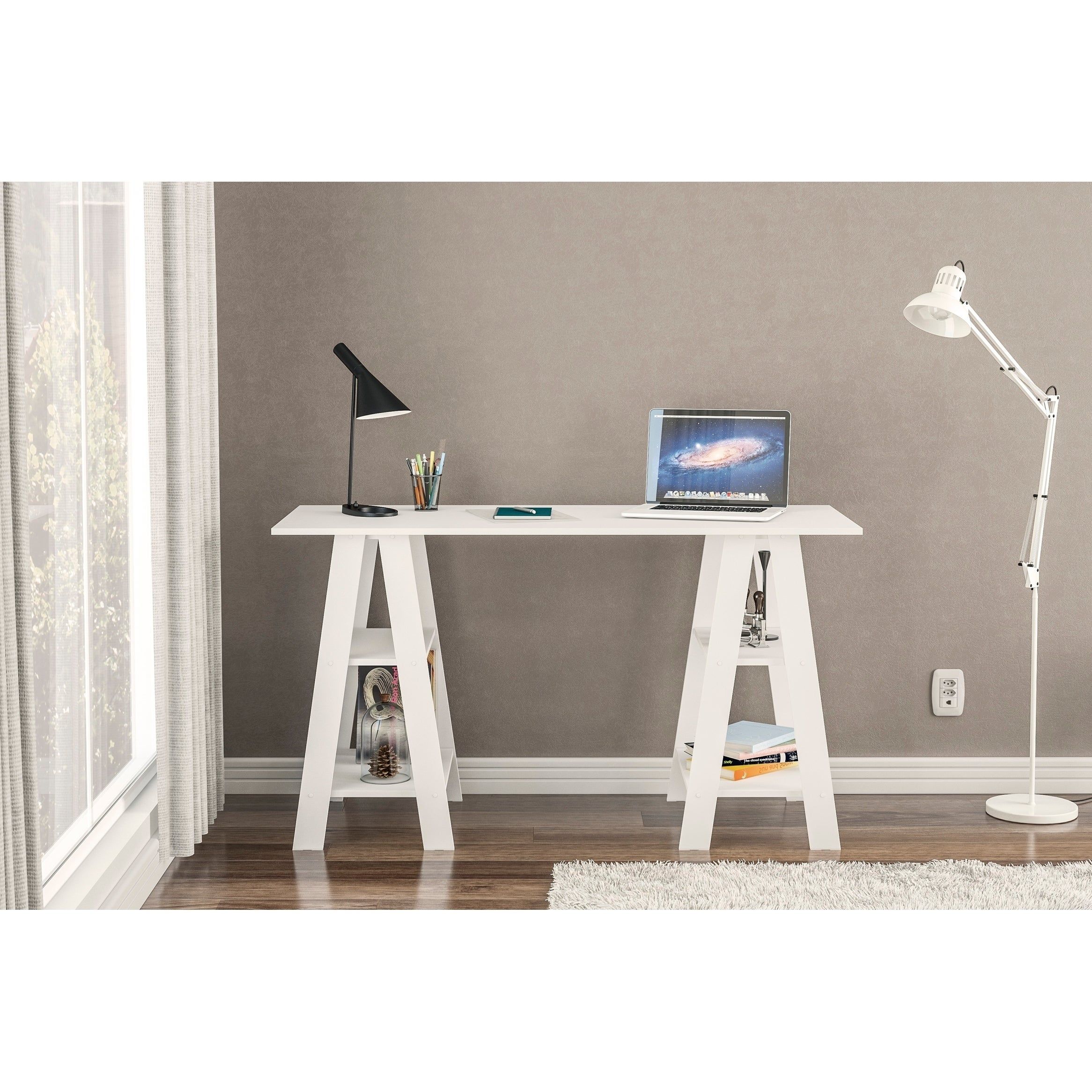 Polifurniture Sawhorse Writing Desk White thumbnail 2