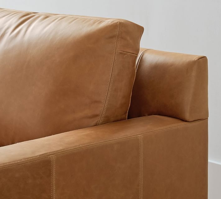 York Square Arm Leather Sofa thumbnail 3