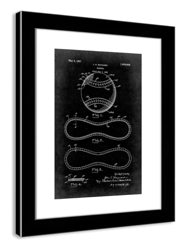 Vintage Baseball Patent Framed Graphic Art Print thumbnail 2