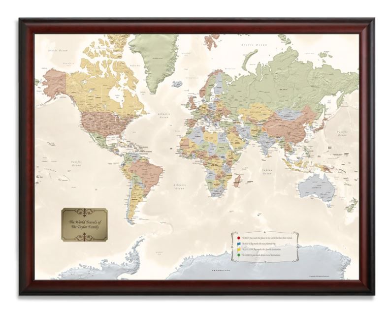 Personalized World Traveler Push Pin Map thumbnail 2