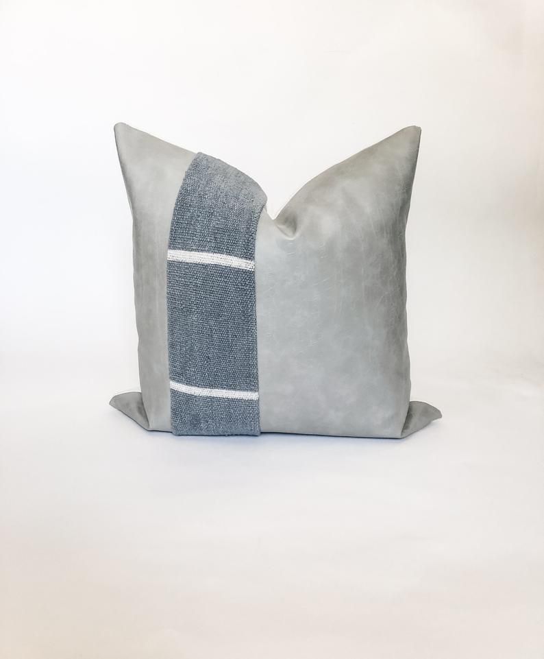 Grey Mudcloth Off White Dash  Light Grey Faux Leather thumbnail 3