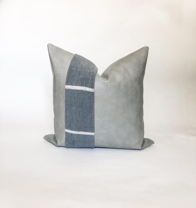 Grey Mudcloth Off White Dash  Light Grey Faux Leather thumbnail 4