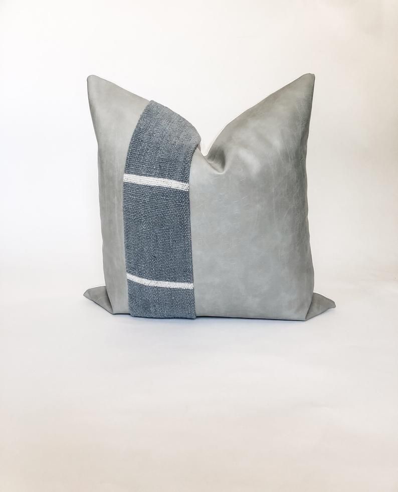 Grey Mudcloth Off White Dash  Light Grey Faux Leather thumbnail 5