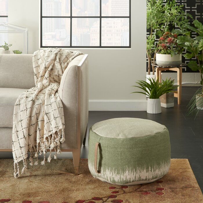 Mika Round Abstract Pouf Ottoman thumbnail 4