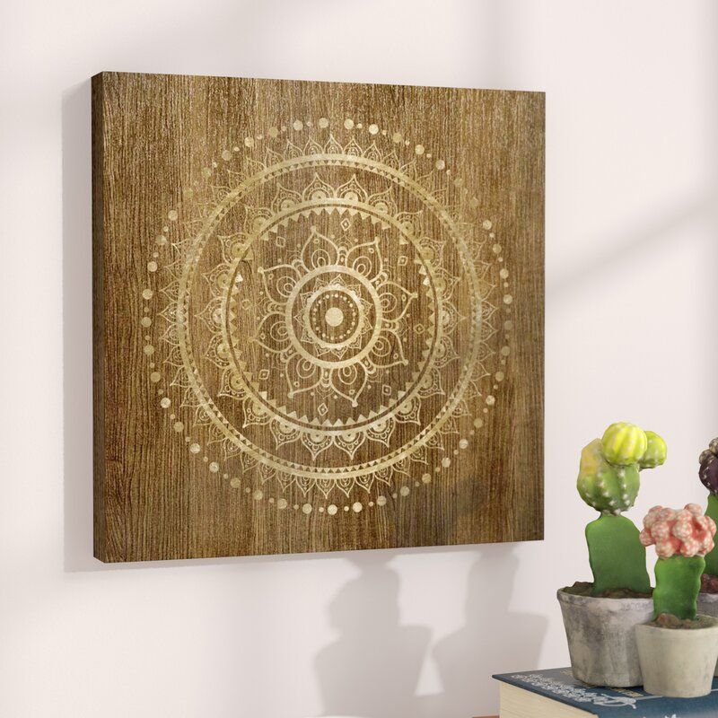 Mandala Foil and Natural Wood Graphic Art Print thumbnail 2