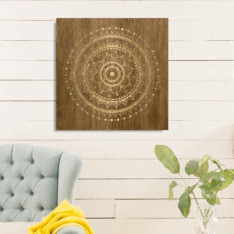 Mandala Foil and Natural Wood Graphic Art Print thumbnail 4