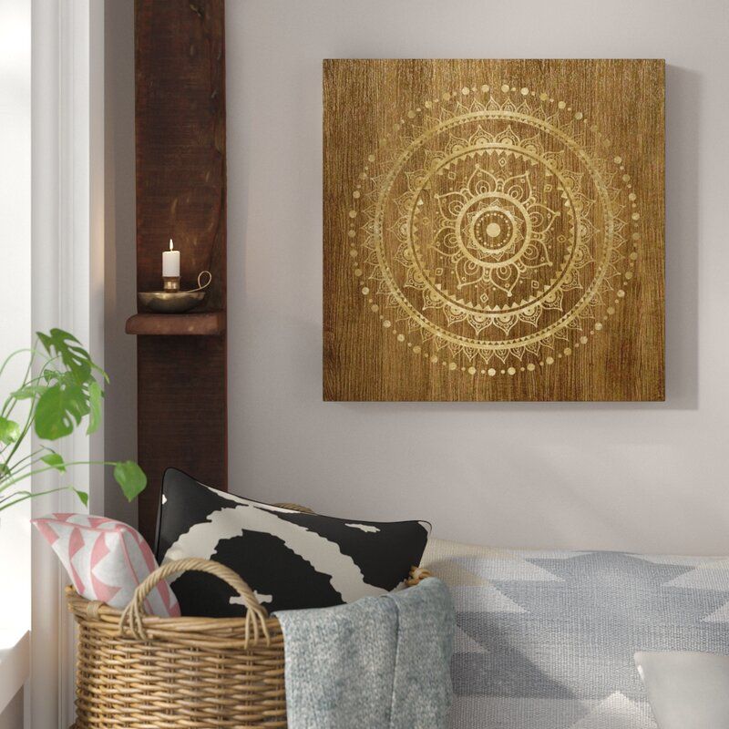 Mandala Foil and Natural Wood Graphic Art Print thumbnail 5