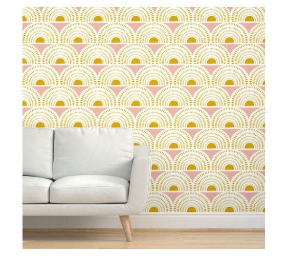 Aurora Blush and Goldenrod Geometric Wallpaper thumbnail 2