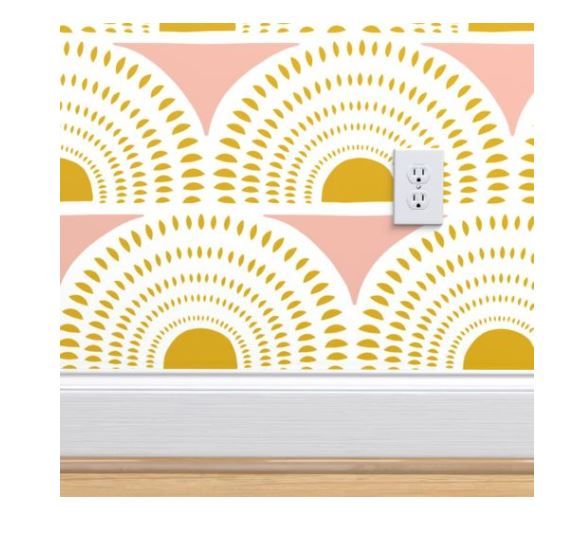 Aurora Blush and Goldenrod Geometric Wallpaper thumbnail 3
