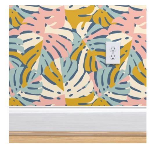 Color Block Monstera Leaves Walpaper thumbnail 3