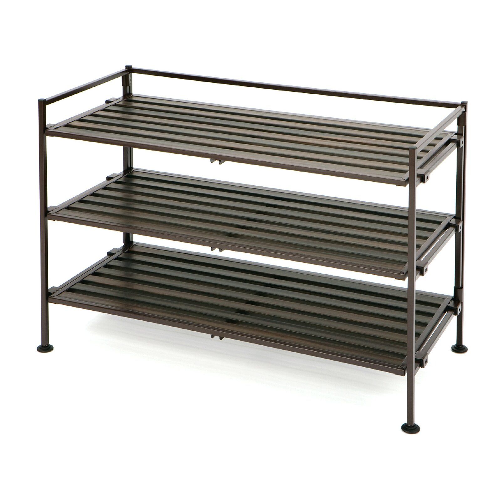 3 Tier 9 Pair Stackable Shoe Rack thumbnail 4