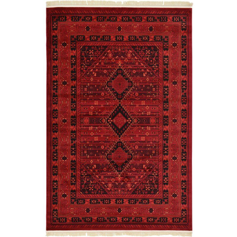 Kowloon Power Loom Deep Red Rug thumbnail 2