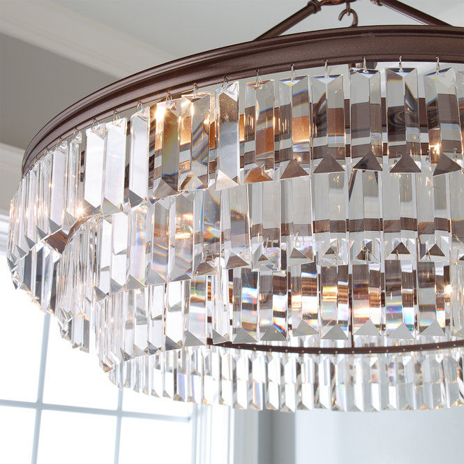 Prism Faceted Glass Layered Chandelier Bronze  thumbnail 2