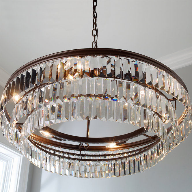 Prism Faceted Glass Layered Chandelier Bronze  thumbnail 3