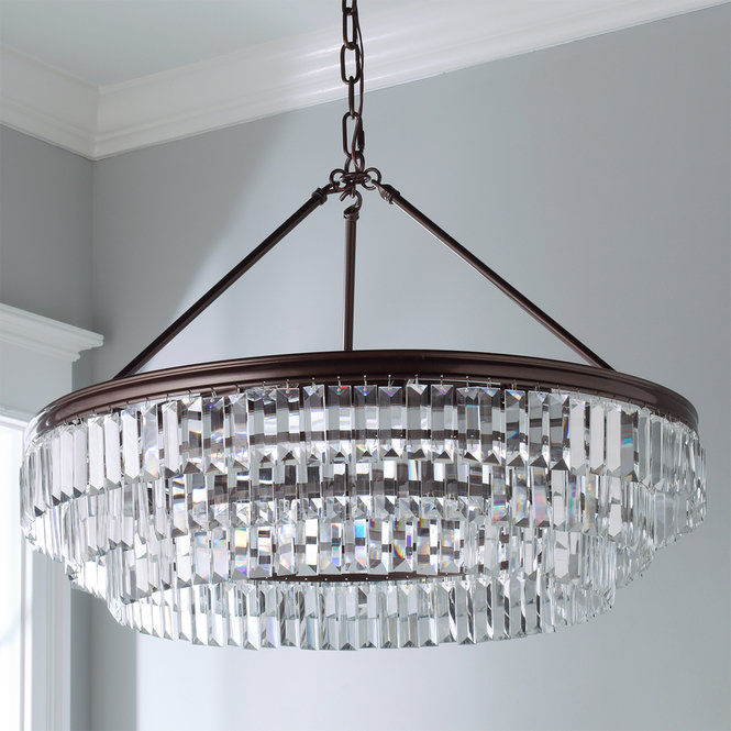 Prism Faceted Glass Layered Chandelier Bronze  thumbnail 5