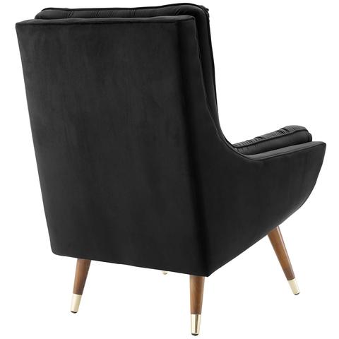 Sutton Velvet Lounge Chair - Black thumbnail 3