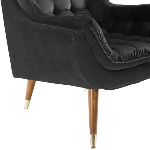 Sutton Velvet Lounge Chair - Black thumbnail 4