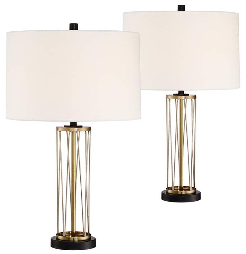 Nathan Gold Cage USB Table Lamps Set of 2 thumbnail 2