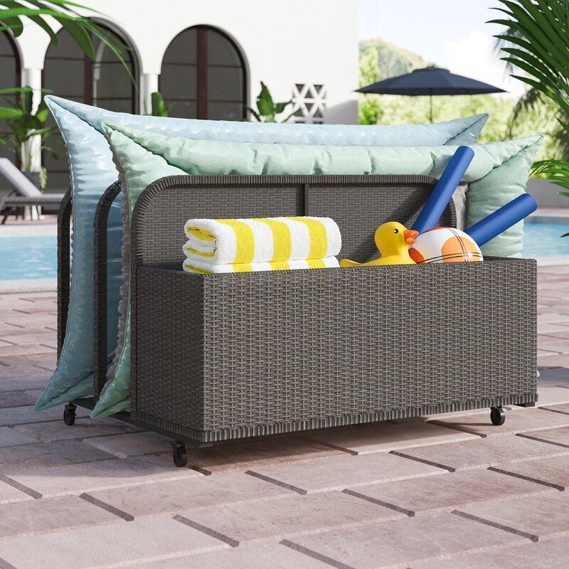 Crawfordsville Outdoor Wicker Float Caddy Table Dolly  thumbnail 4