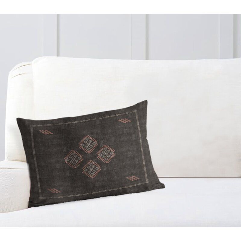 Stellan Cotton Geometric Lumbar Pillow With Insert-16"x12" thumbnail 2