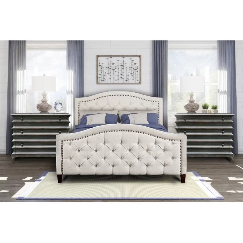 Petersfield Tufted Upholstered Low Profile Platform Bed-Queen thumbnail 2