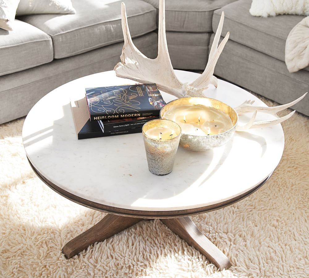 Alexandra 39" Round Marble Coffee Table thumbnail 2