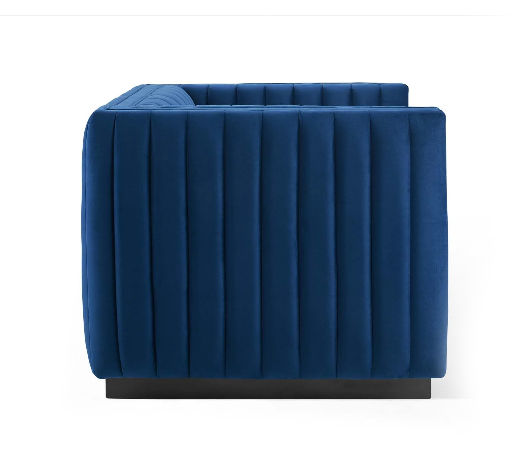 Journe Channel Tufted Velvet Armchair - Navy thumbnail 2