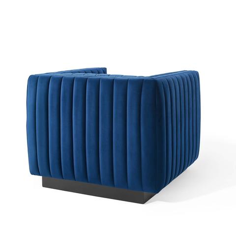 Journe Channel Tufted Velvet Armchair - Navy thumbnail 4