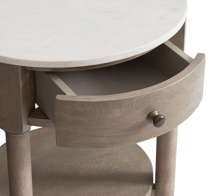 Alexandra 21" Round Marble Nightstand thumbnail 2
