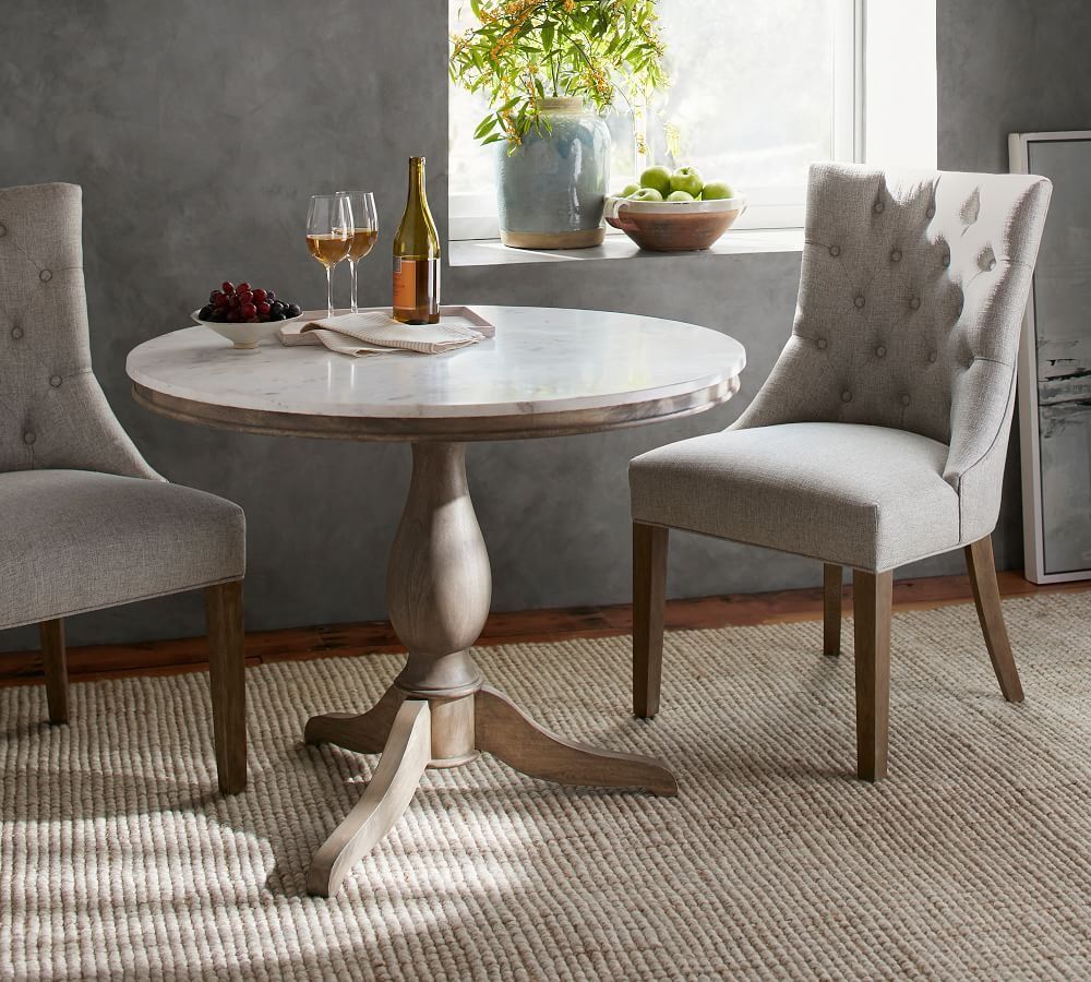Alexandra Round Marble Pedestal Dining Table  thumbnail 2