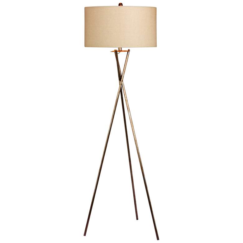 Breslen Rusted Silver Tripod Metal Floor Lamp thumbnail 3